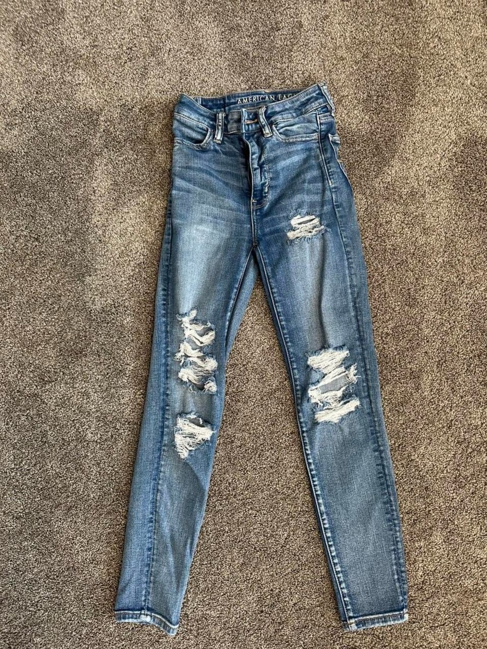 American Eagle Outfitters Ripped Medium Blue Skinny Jeans